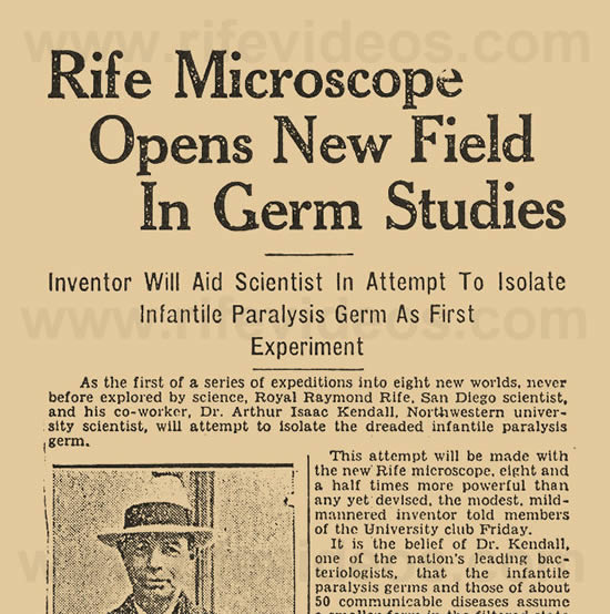 Rife Microscope Newspaper Article